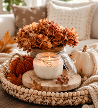 Load image into Gallery viewer, Glass Pumpkin 3 Wick Soy Candle