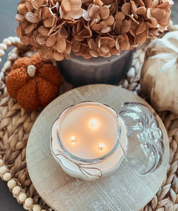 Glass Pumpkin 3 Wick Soy Candle