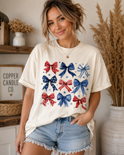 Load image into Gallery viewer, Red, White &amp; Bows - Comfort Colors T Shirt