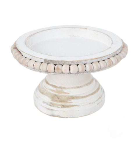 White Beaded Candle Riser